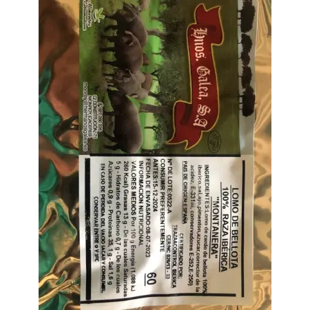 Lomo Ibérico de Bellota cortado a máquina (100g)